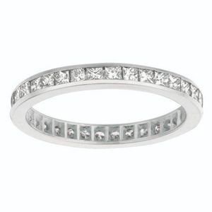 1.16 Carat Natural Diamond Princess Cut Ring Band G-H SI 14K White Gold